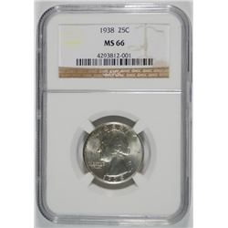 1938 WASHINGTON QUARTER, NGC MS-66