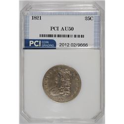 1821 CAPPED BUST QUARTER, PCI AU  NICE