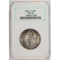 1944-S WALKING LIBERTY HALF DOLLAR NGC MS65 OLD FATTY HOLDER