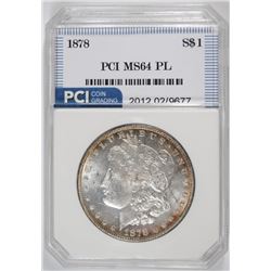 1878 MORGAN SILVER DOLLAR, PCI GEM BU  PL  NICE