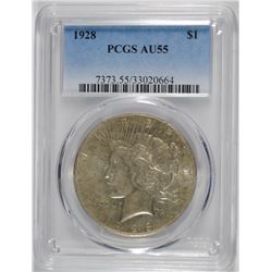 1928 PEACE DOLLAR PCGS AU 55