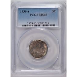 1936-S BUFFALO NICKEL, PCGS MS-65