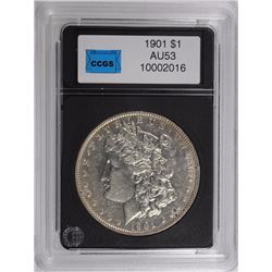 1901 MORGAN DOLLAR CCGS AU+ SCARCE