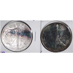 2 - AMERICAN SILVER EAGLES UNC 1994 & 2013 NICELY TONED