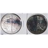 Image 1 : 2 - AMERICAN SILVER EAGLES UNC 1994 & 2013 NICELY TONED