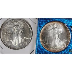 2 AMERICAN SILVER EAGLES UNC, 1995 & 1997