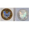 Image 2 : 2 HOLOGRAM AMERICAN SILVER EAGLES, 2001 & 2005