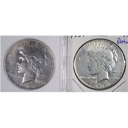 2 PEACE DOLLARS; 1934 & 1934-D AVERAGE CIRC