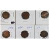 Image 1 : 6 INDIAN HEAD CENTS; 1901, 1902, 1906 XF;  1905, 1906 F/VF; 1909 XF/AU