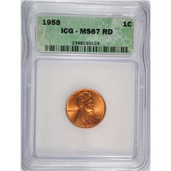 1958 LINCOLN CENT ICG MS 67 RD