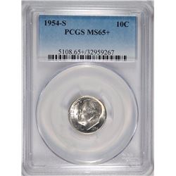 1954-S ROOSEVELT DIME PCGS MS65+