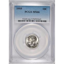 1955 ROOSEVELT DIME PCGS MS66