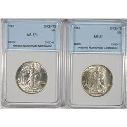 1942 & 1943 WALKING LIBERTY HALF DOLLARS - BOTH CHOICE UNC