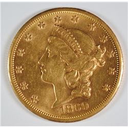 1869-S $20 GOLD LIBERTY AU/BU