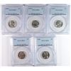 Image 1 : Lot of 5 - Jefferson Nickels PCGS-MS-65  '40, '41, '42-S, '43-P, '45-S