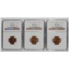 Image 1 : ( 3 ) 1944-S LINCOLN CENTS, NGC MS-66 RED NGC PRICE GUIDE=$37.00 EACH