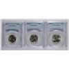 Image 1 : ( 3 ) PCGS GRADED MS-65 WASHINGTON QUARTERS: 1940-S, 1956-D & 1957