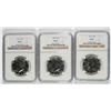 Image 1 : ( 3 ) 1964 KENNEDY HALF DOLLARS, NGC PF-67  SUPERB!