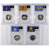 Image 1 : 5 - 1999-S SILVER STATE QUARTERS - ALL PCGS PR69DCAM - ALL DIFFERENT