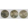 Image 1 : 1922, 1923 & 1924 PEACE SILVER DOLLARS,  UNC