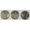 Image 2 : 1922, 1923 & 1924 PEACE SILVER DOLLARS,  UNC