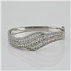 Image 1 : 3.05 ctw F, SI2-I1  Channel Pave Setting Diamond Bangle Bracelet 14K White Gold 7"