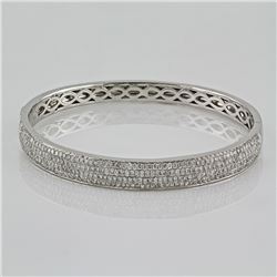 1.74 ctw F, SI2-I1  Micro Pave Setting Diamond Bangle Bracelet 14K White Gold 7"