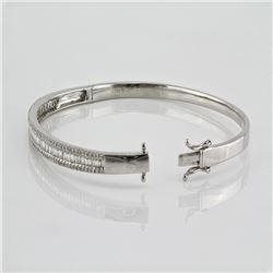 1.37 ctw  F, SI2-I1 Channel Pave Set Diamond Bangle Bracelet 14Kt White Gold 12.92 gms
