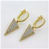 Image 1 : 0.52 ct F, SI2-I1 Pavé Diamonds Triangle Geometric Dangle Drop Earrings 14Kt  Yellow Gold 3.41 gms