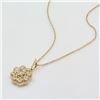 Image 4 : 0.87 ct Round Diamonds 14K Yellow Gold Floral Filigree Charm Necklace - 16"