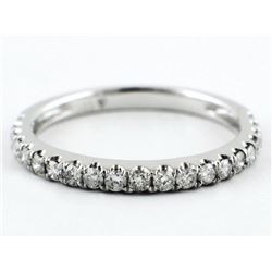 14K White Gold 0.28ct French Pavé Diamond Stackable Wedding Band Ring - Size 6.5