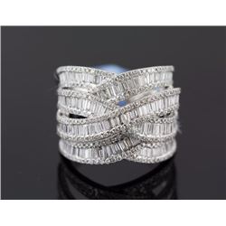 2.88 ctw Diamond  Overlapping Channel Pave Baguette  Ring 14KWhite Gold F-G, SI2-SI3|**Size:6.5  11.