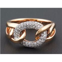 0.30ct Pavé Diamond in 14K Rose Gold Cuban Curb Link Statement Ring - Size 6.5
