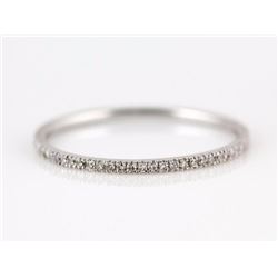0.09ct Pavé Diamond in 14K White Gold Stackable Half Band Ring - Size 7