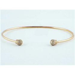 14K Yellow Gold 0.14ct Pavé Diamond Ball Skinny Cuff Bracelet
