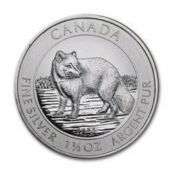 2014 Canada 1.5 oz Silver $8 Arctic Fox BU (Abrasions)