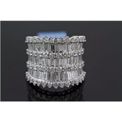 4.70 ctw Prong Channel Set Diamond  Anniversary Band  Ring 14k White Gold  10.43g|**Size:6.75