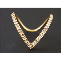 14K Yellow Gold 0.28ct Round Diamond Stackable Chevron Goth Band Ring - Size 7