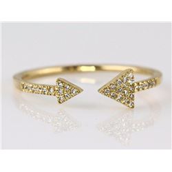 0.10ct Pavé Diamonds in 14K Yellow Gold Double Arrow Cuff Ring - Size 7