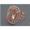 Image 1 : 11.09ct Oval Morganite with 1.77ct Diamond in 14K Rose Gold Cocktail Ring - 7