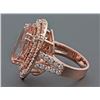 Image 3 : 11.09ct Oval Morganite with 1.77ct Diamond in 14K Rose Gold Cocktail Ring - 7