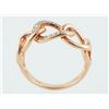 Image 2 : 14K Rose Gold 0.17ct Pave Diamond Cuban Curb Chain Link Ring - Size 7 RESIZABLE