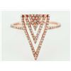 Image 1 : 14K Rose Gold 0.27ct Micro Pave Diamond Triangle Chevron Spike Ring - Size 7