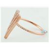Image 2 : 14K Rose Gold 0.27ct Micro Pave Diamond Triangle Chevron Spike Ring - Size 7