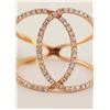 Image 2 : 14K Rose Gold 0.42ct Round Diamonds Overlap Cuff Motiff Ring - 6 Resizable