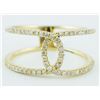 Image 1 : 14K Yellow Gold 0.34ct Round Diamond Open Interlocking Cuff Band Ring - Size 7
