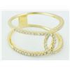 Image 2 : 14K Yellow Gold 0.34ct Round Diamond Open Interlocking Cuff Band Ring - Size 7