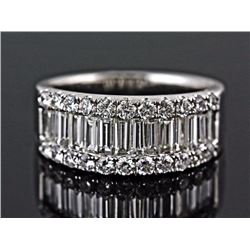 1.58ctw Wedding Anniversary Diamond Ring 14k White Gold G-HSi2-Si3|Ring Size:6|Gram Weight:6.33