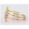 Image 2 : 0.12ct Pavé Diamonds in 14K TriTone Gold Stackable T Bar Cuff Ring Set - Size 7