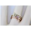Image 3 : 0.12ct Pavé Diamonds in 14K TriTone Gold Stackable T Bar Cuff Ring Set - Size 7